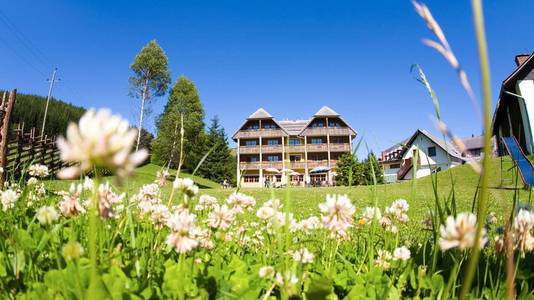 Außenansicht vom Almgasthof Hotel Teichwirt im Sommer