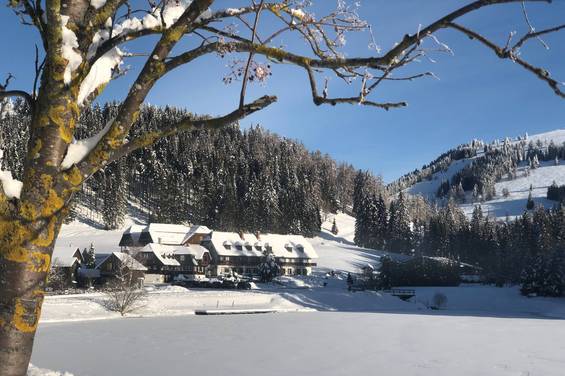Ansicht vom Almgasthof Hotel Teichwirt im Winter